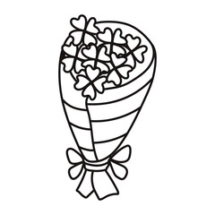 Bouquet of flowers. Cartoon style. Design element. Hand drawn line art vector illustration isolated on white.