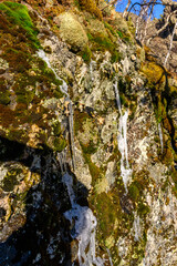 South Ural icicles with a unique landscape, vegetation and diversity of nature.