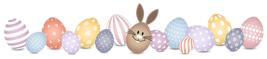 Braunes Hasenei Und Ostereier Muster Banner Bunt