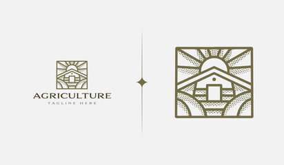 Agriculture Farm monoline. Universal creative premium symbol. Vector sign icon logo template. Vector illustration