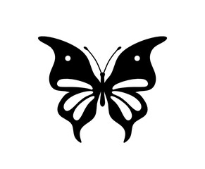 Black decorative butterfly on white background. Vector