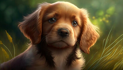 Beautiful brown dog created with Generative Ai technology - obrazy, fototapety, plakaty