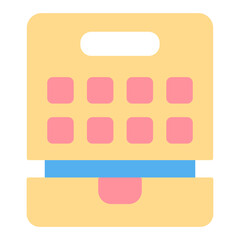 Electric waffle maker for confectionery  - icon, illustration on white background, flat color style