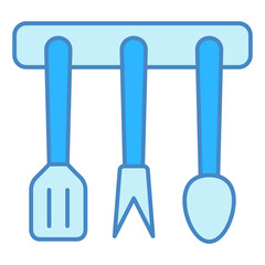 Fototapeta premium Cutlery set on a horizontal stand - icon, illustration on white background, similar style