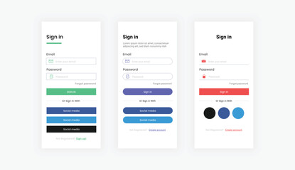 Sign in form. mobile app template