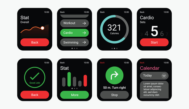 Vector smart watch ui kit