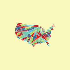 United States Map In Geometric Polygonal Style Design Background, World Map International Vector Template