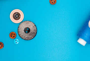 clothes buttons on a blue background