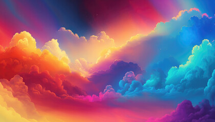 Rainbow Clouds created with Generative AI Technology, ai, generative - obrazy, fototapety, plakaty