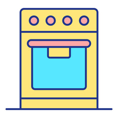 Electric, gas stove with oven  - icon, illustration on white background, color style