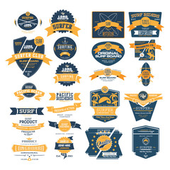 Naklejka premium wave surf label set typography for t-shirt print , vector illustration