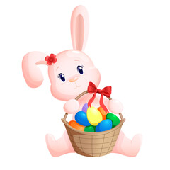 easter bunny with basket of eggs