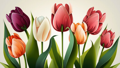 Soft Color Spring Tulips created with Generative AI Technology, ai, generative