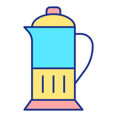 Fototapeta premium Kettle with a transparent body for brewing tea - icon, illustration on white background, color style
