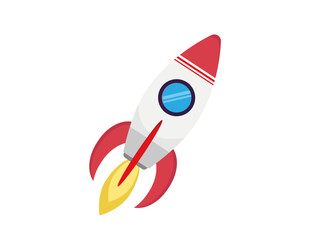 Spaceship icon in flat design. Vector illustration.