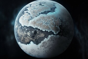Frozen Planet Earth seen from the Universe. Generative AI.
