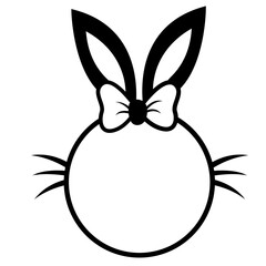Obraz premium Round Easter wreath with bunny easr svg, Girl kids easter monogram frame 