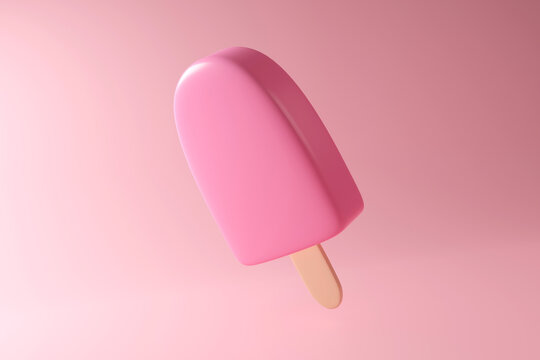 strawberry ice cream in 3d render design.
