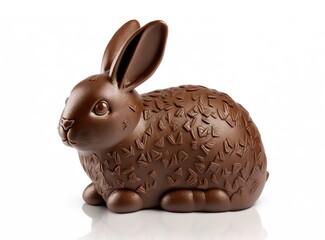 Chocolate Easter rabbit isolated on white background. Generative AI.