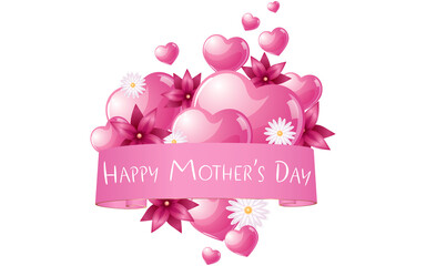 Mother's day banner with pink hearts - celebration design