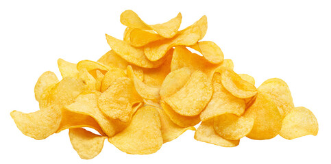 Delicious potato chips cut out