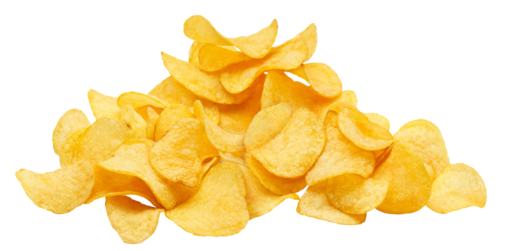 Delicious potato chips cut out