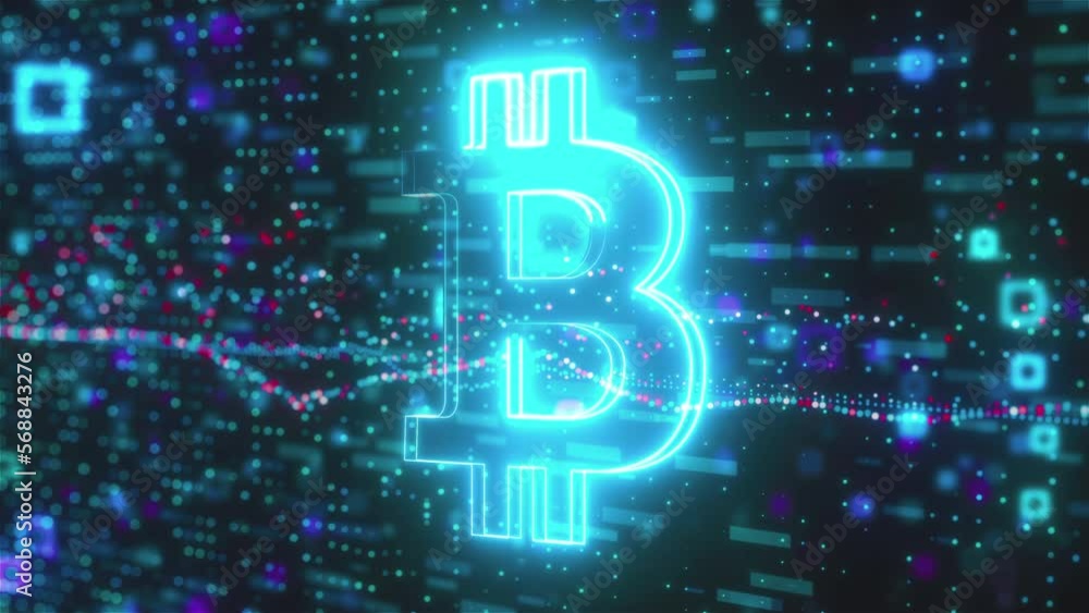 Poster bitcoin data technology. computer generated 3d render