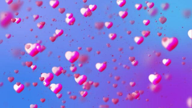 Background screensaver. flying and disappearing hurricane of hearts. The theme is Valentine's Day, Mother's Day. 4k, 60 fps