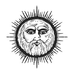 Sun drawing vector illustration. 