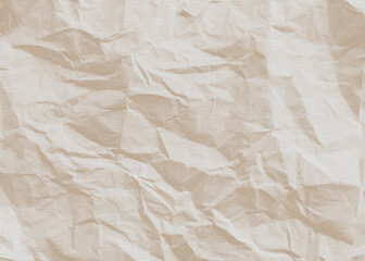 Crumpled light beige paper. The old sheet is crumpled.