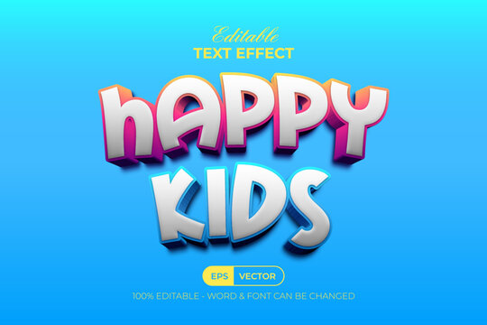 3D Colorful Text Effect Kids Style. Editable Text Effect.