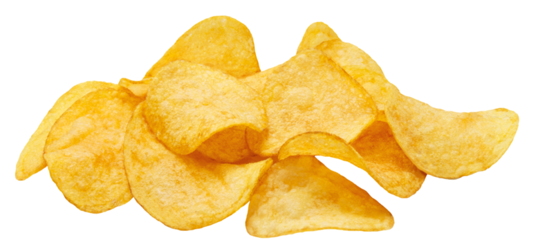 Delicious potato chips cut out