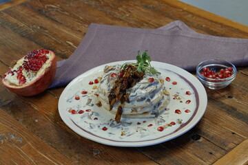 Pancake with mushrooms