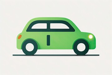 Minimalist green electric car icon. Generative AI