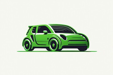 Plakat Minimalist green electric car icon. Generative AI