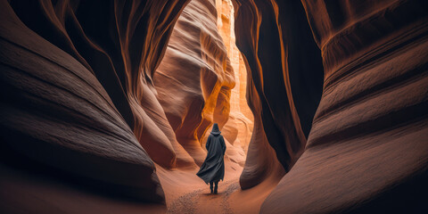 Traveler in Antelope Canyon