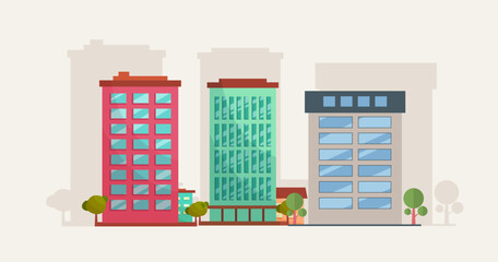 Fototapeta premium Traditional and modern building Flat design vector concept illustration