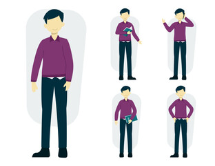 Set of man lifestyle in cartoon characters vector illustration