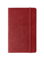 Dark red closed notebook isolated on white