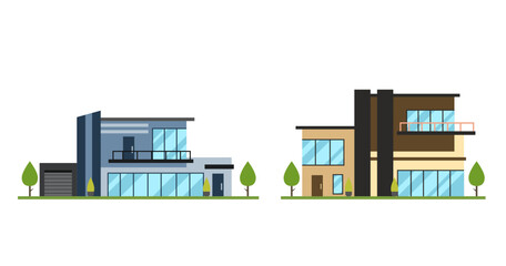 Set of Set of different styles residential houses flat vector
