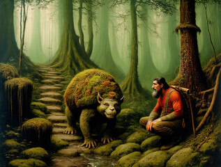A troll in the deep woods. 