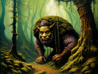 A troll in the deep woods.  - obrazy, fototapety, plakaty