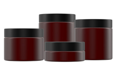 Realistic 3D glass jars rendering mockup on white background