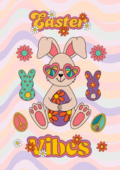 easter card with groovy bunny and painted egg
