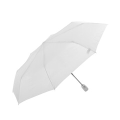 Plain white colored folding umbrella isolated on white or transparent background png