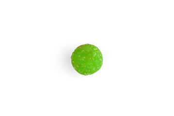 Green dragee with sugar isolated on white background.