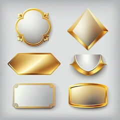 Collection of gold labels gradients metallic, vector illustration, Made by AI,Artificial intelligence