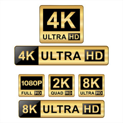 Collection of HD and ultra HD icons vector illustration 