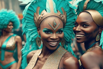Fototapeta premium Showgirls at the Carnival in Rio - ai generated
