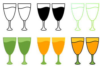 Champagne Glasses in flat style isolated